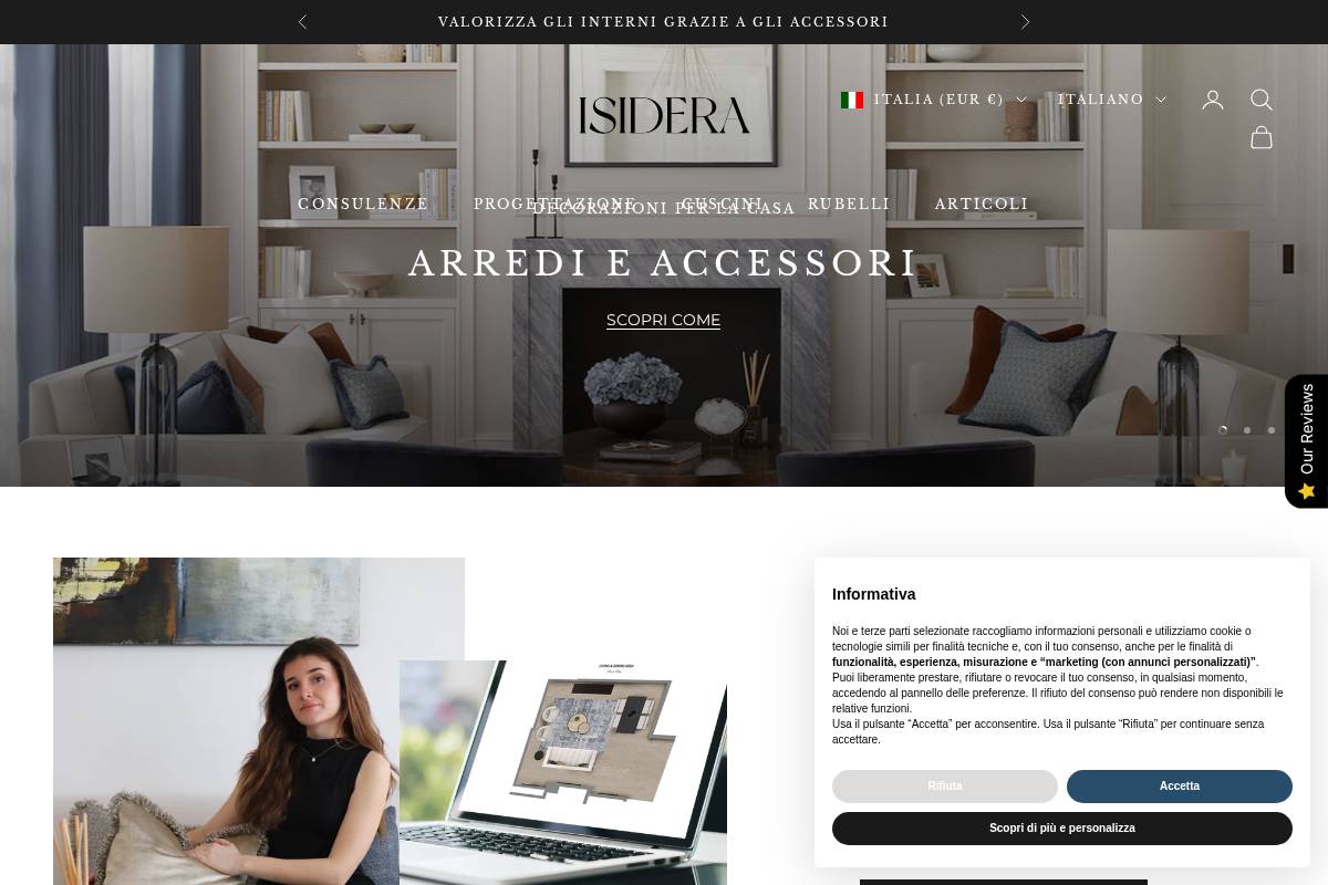 Isidera homepage screenshot