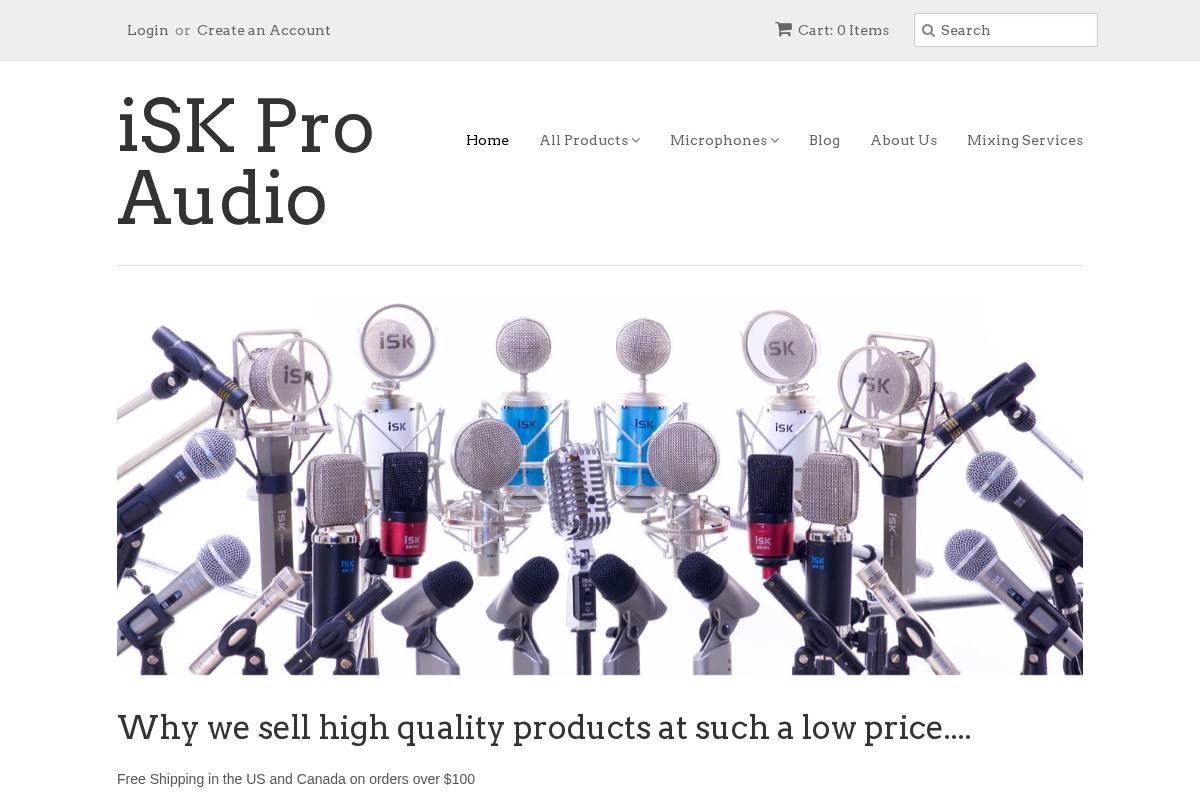 iskproaudio.com homepage screenshot