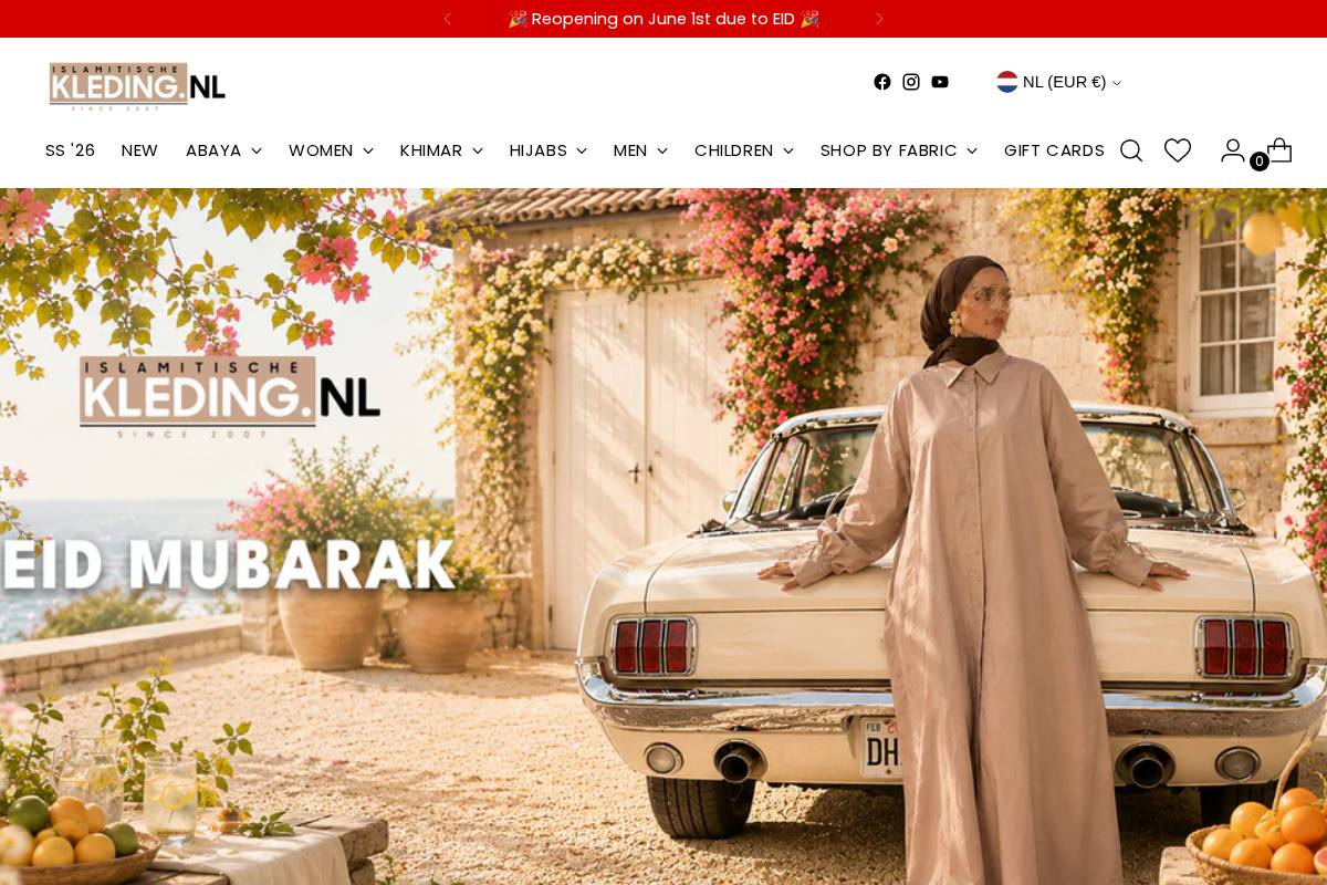 Islamitischekleding homepage screenshot