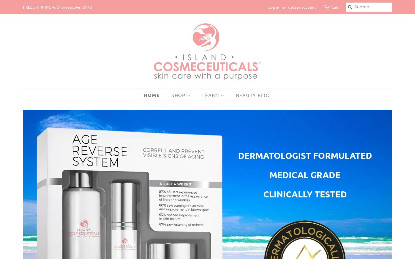 islandcosmeceuticals.com homepage screenshot