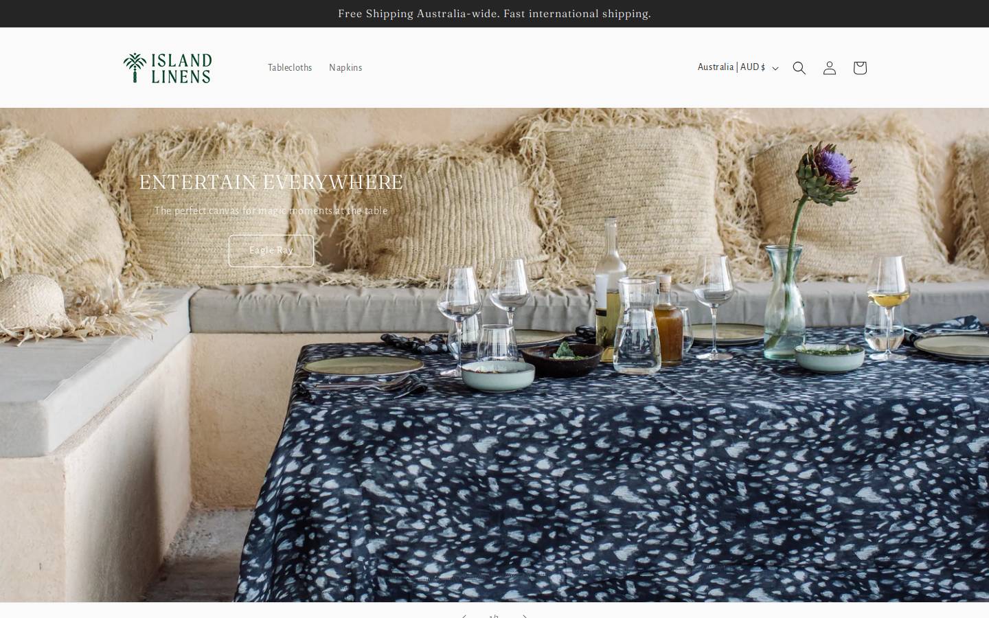 islandlinens.com.au homepage screenshot