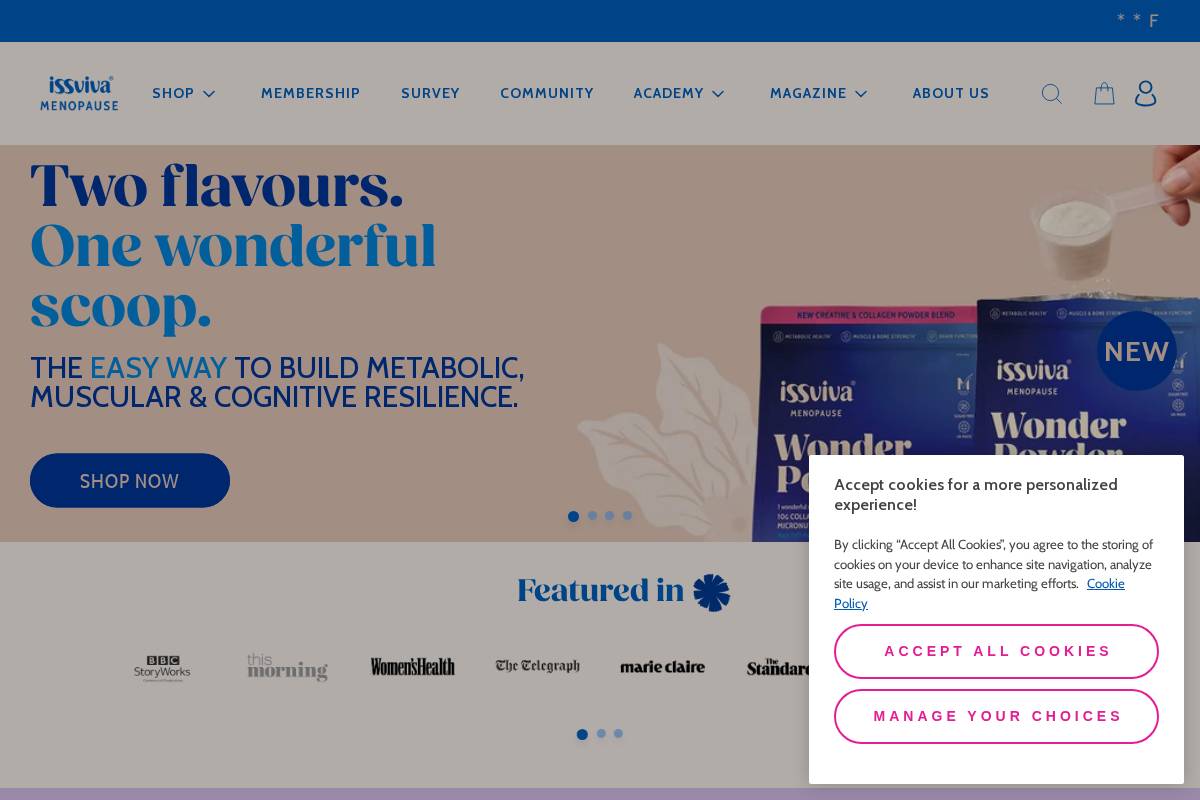 Issviva Menopause homepage screenshot