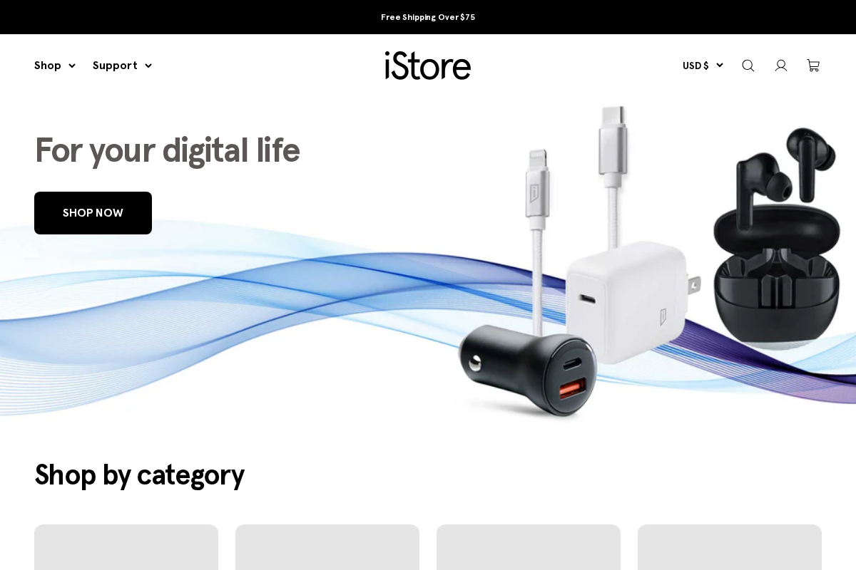 iStore homepage screenshot