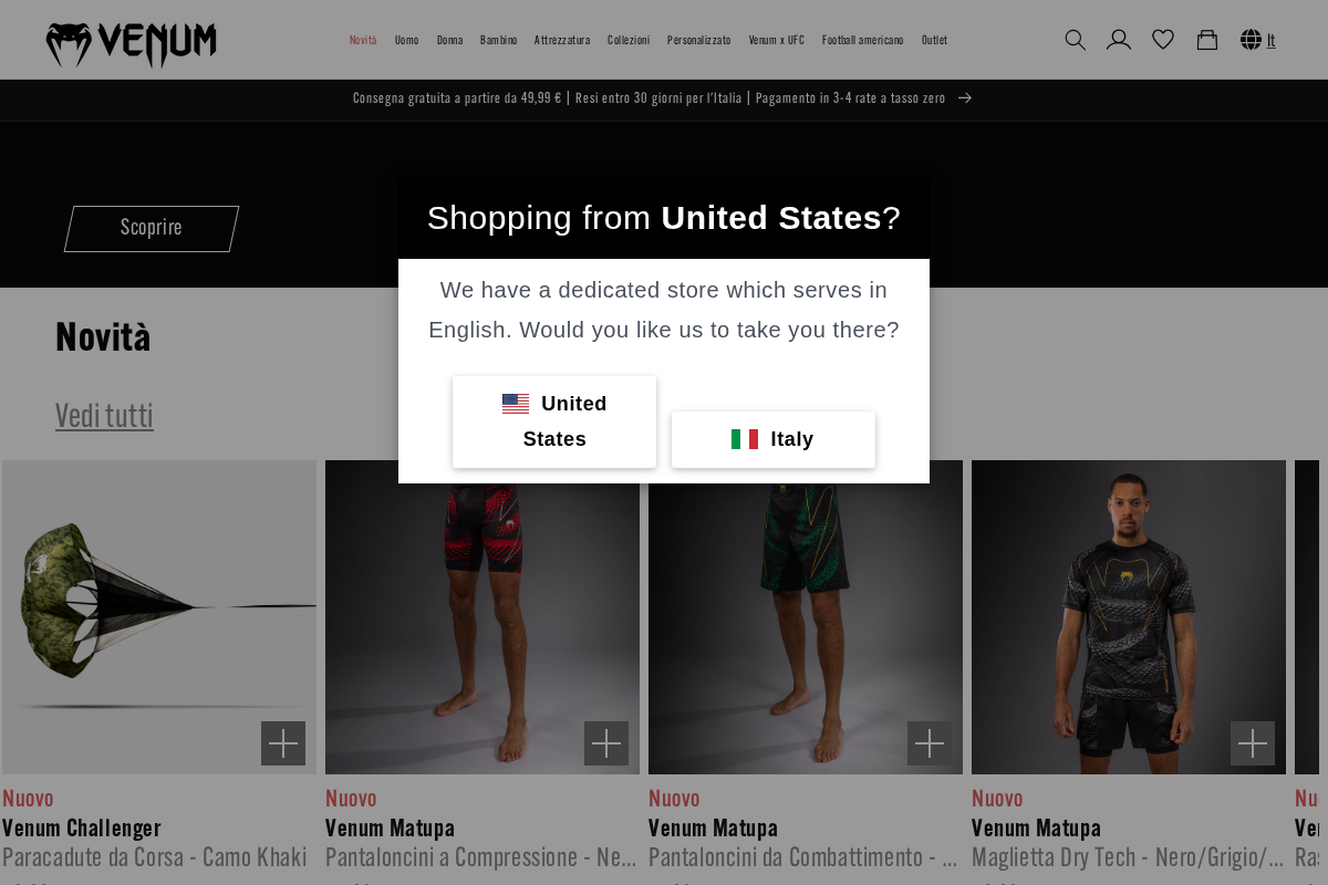 Venum Italia homepage screenshot