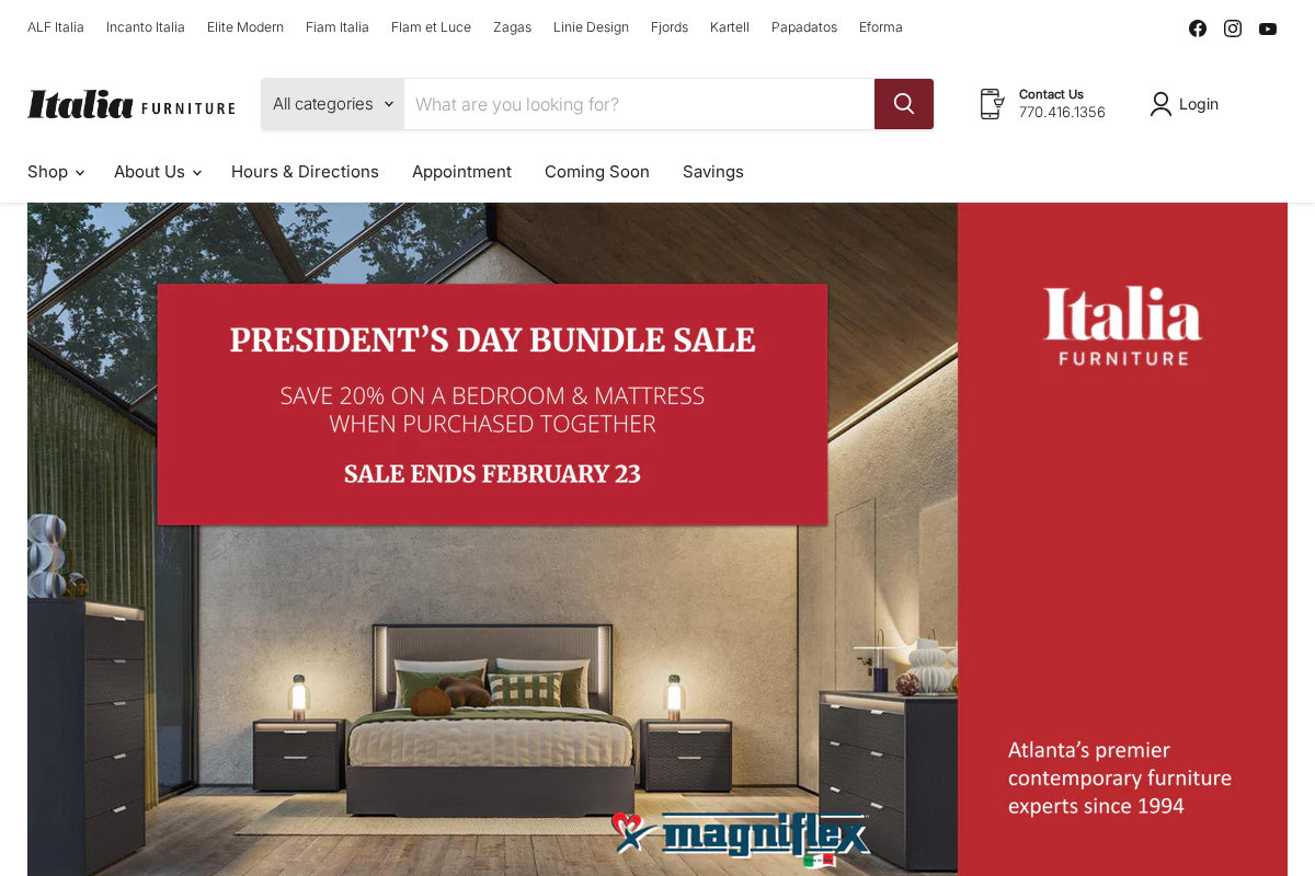 Italia Furniture homepage screenshot