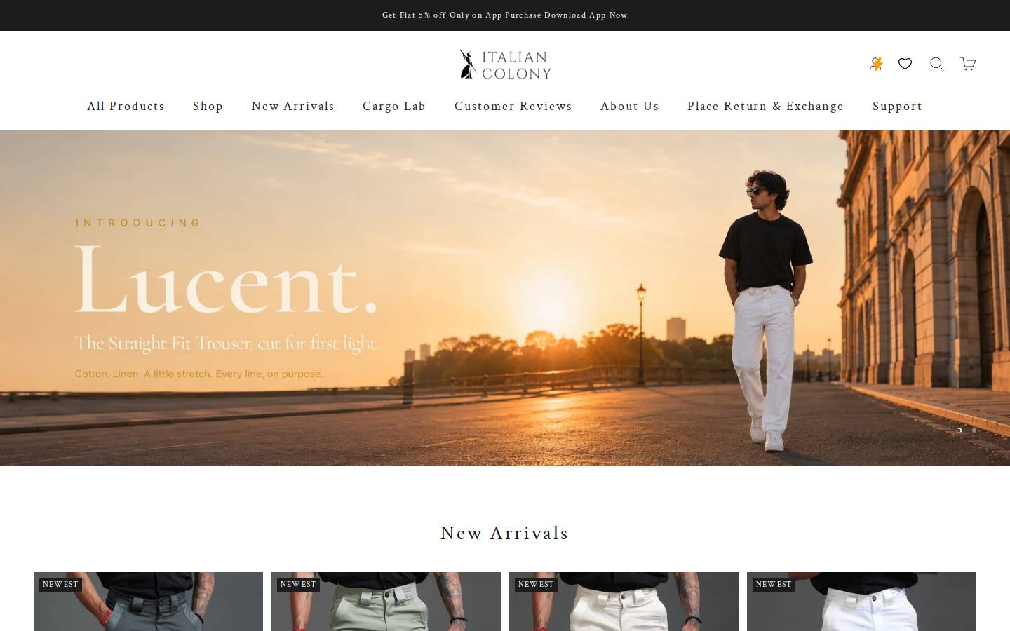 italiancolony.com homepage screenshot