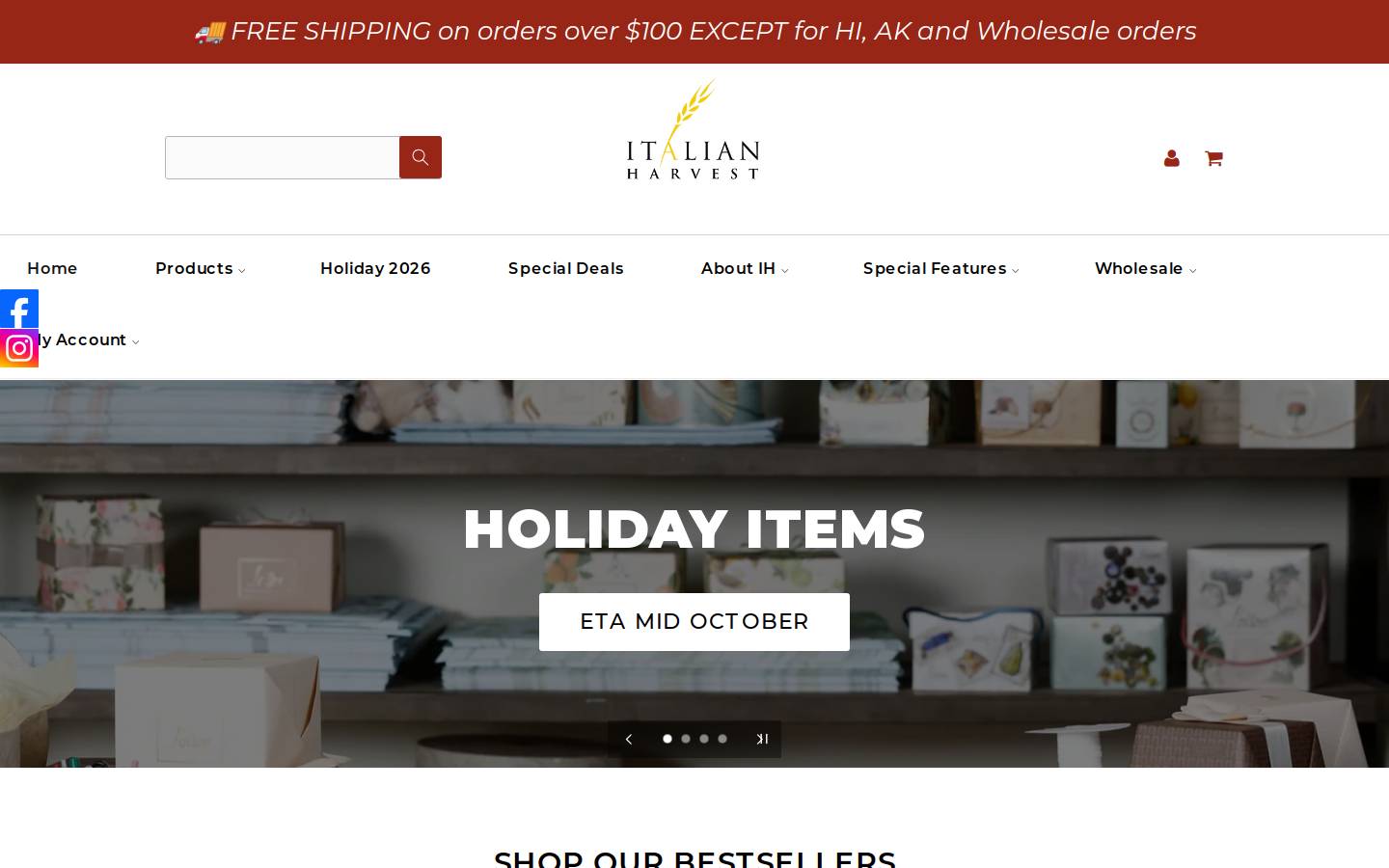 italianharvestimports.com homepage screenshot