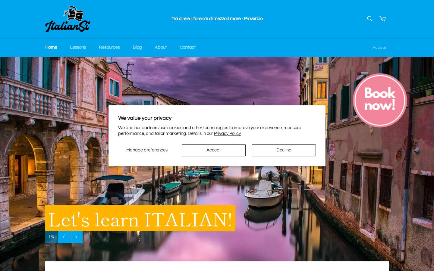 italiansi.com homepage screenshot