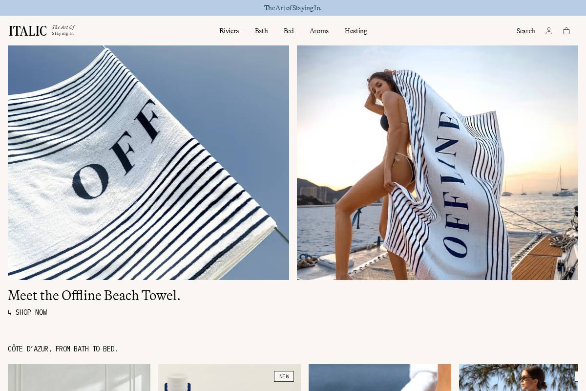 Italic homepage screenshot