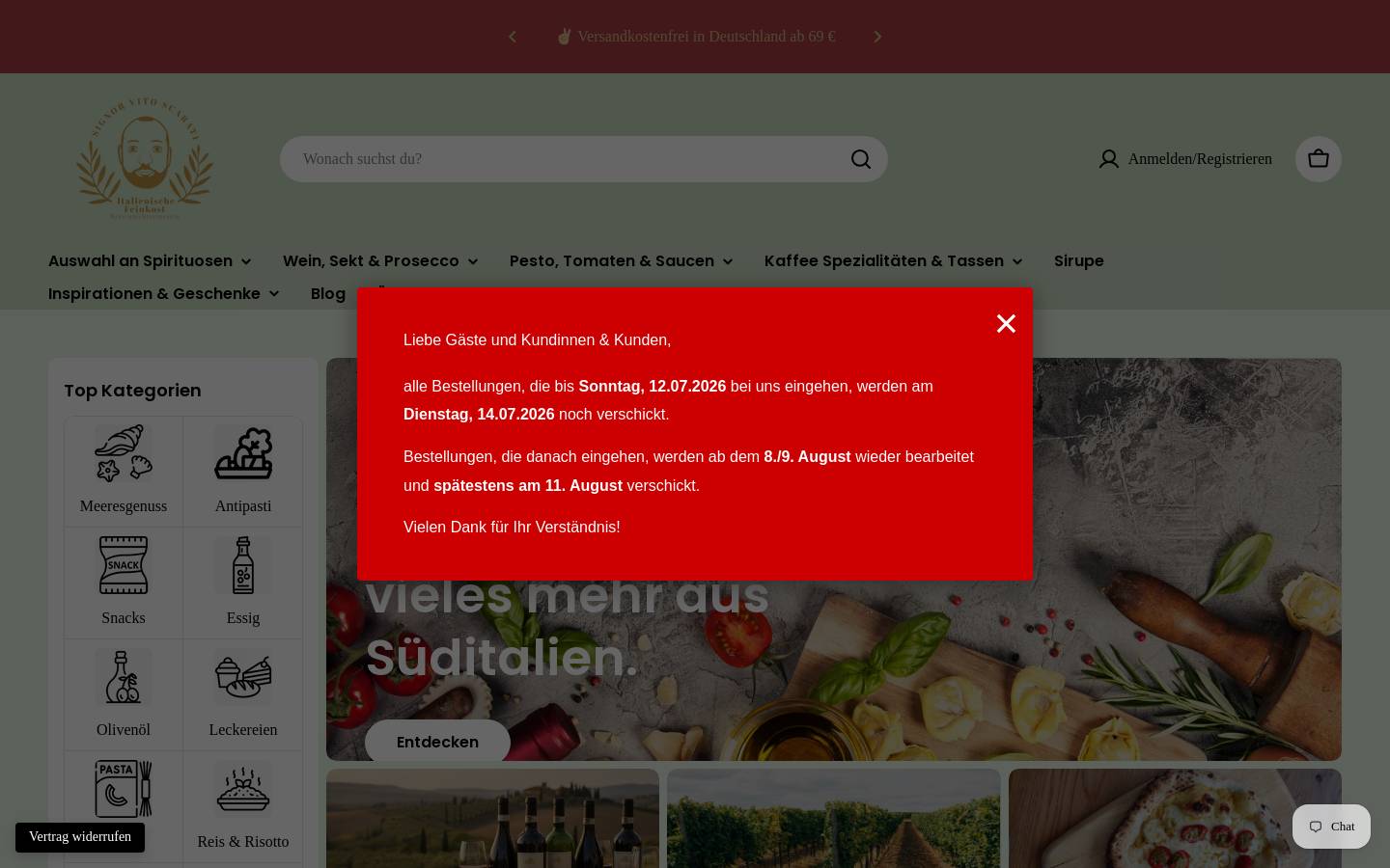 italienische-feinkost-scarati.de homepage screenshot