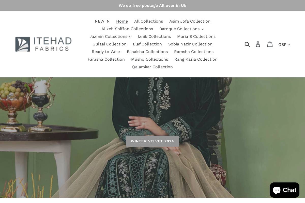 itehadfabrics.com homepage screenshot