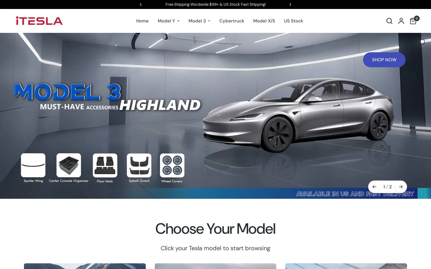 itesla.com homepage screenshot