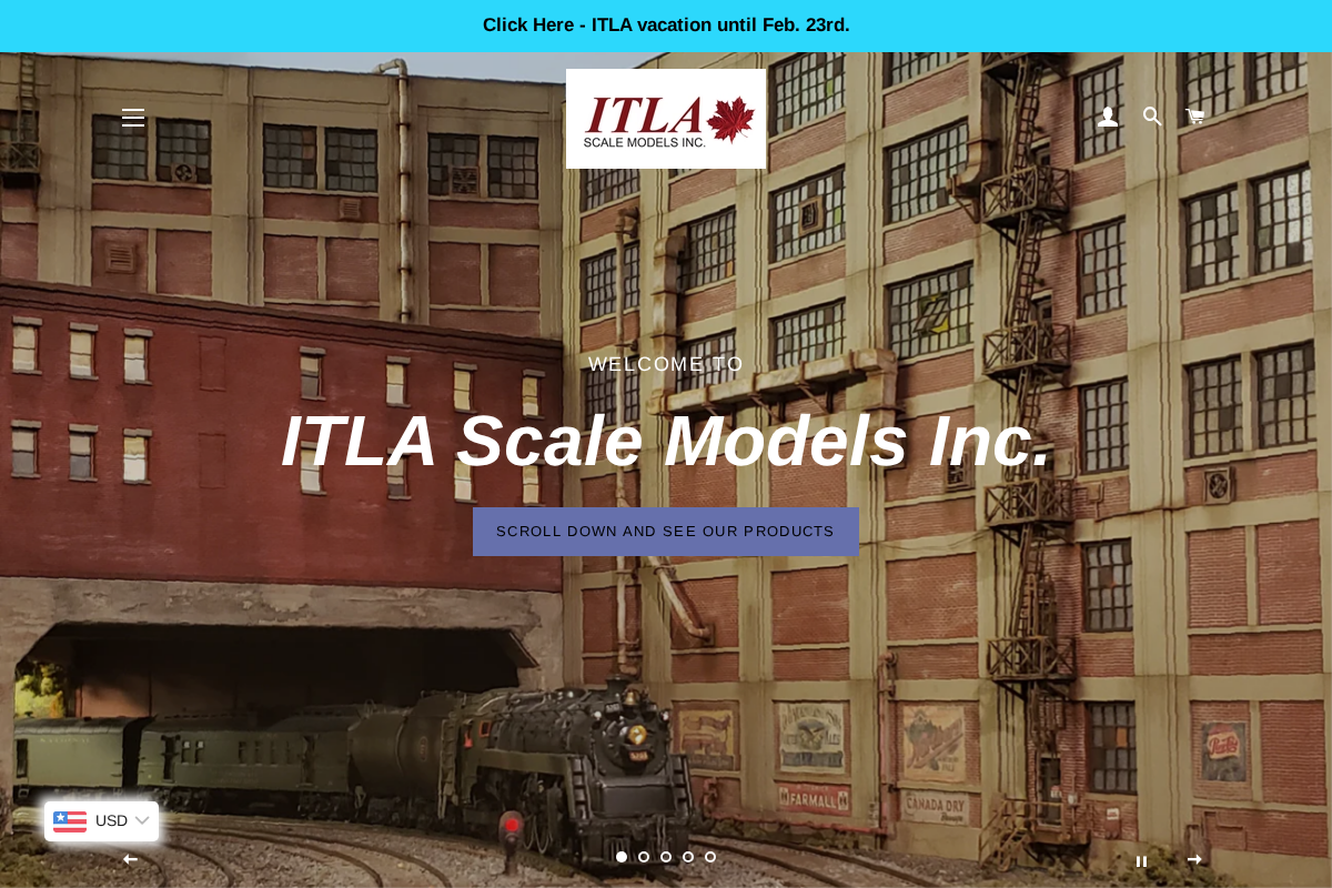 ITLA Scale Models Inc. homepage screenshot