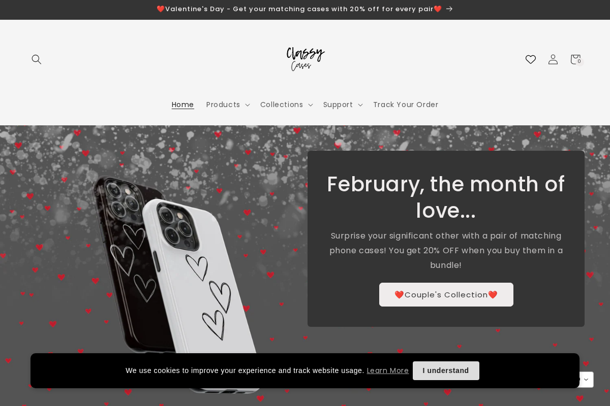 Classy Cases homepage screenshot