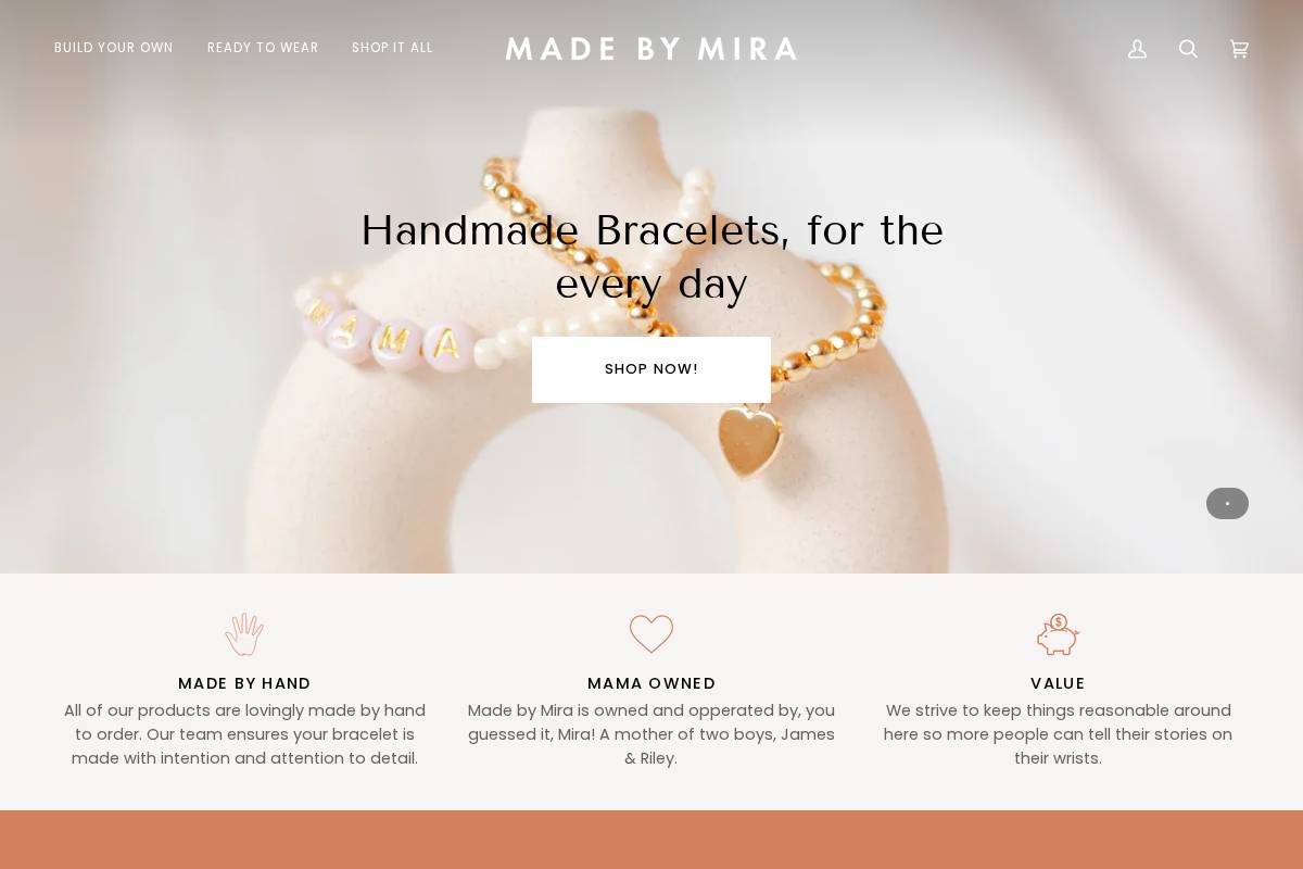 itsmadebymira.com homepage screenshot