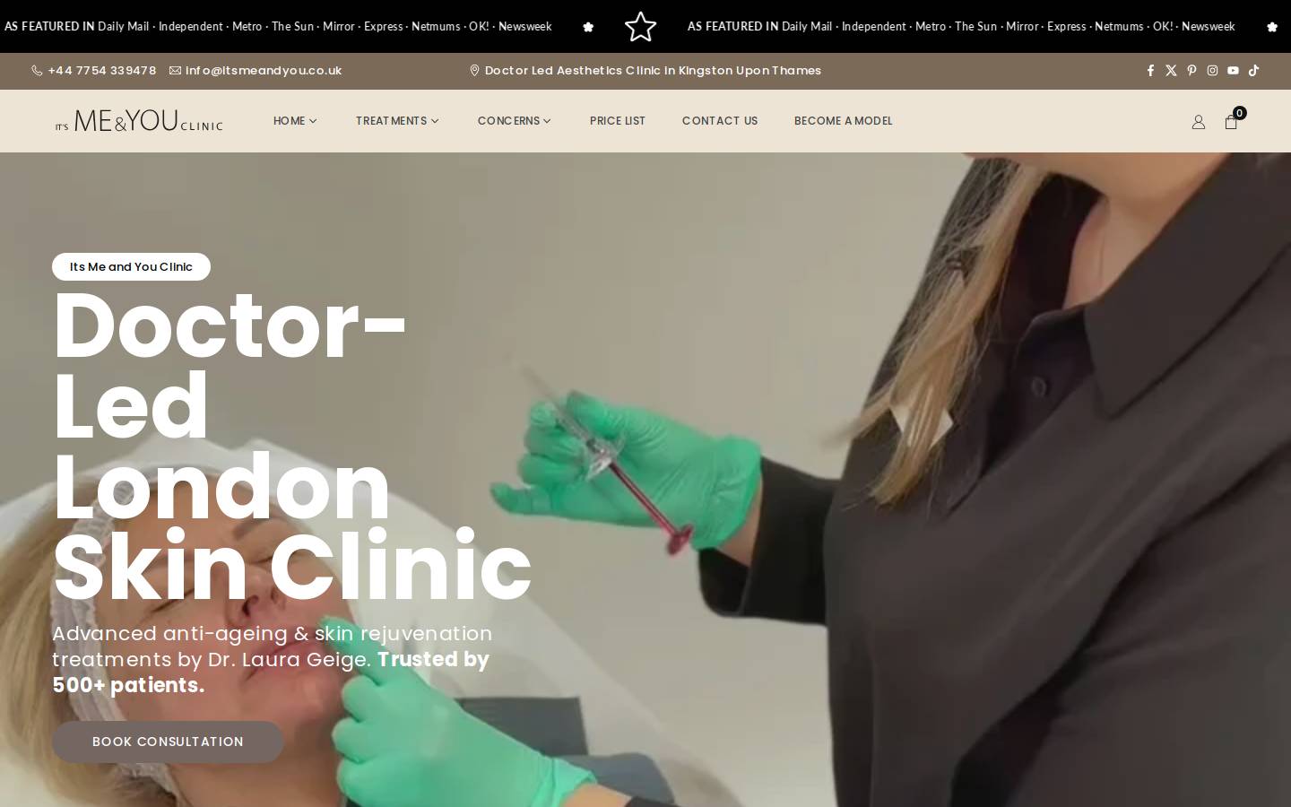 It's Me and You Clinic homepage screenshot