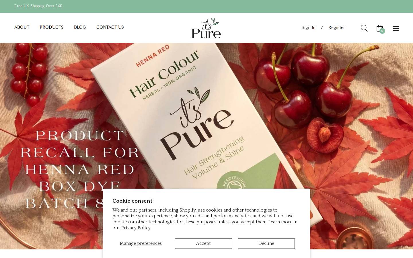 Itspure homepage screenshot