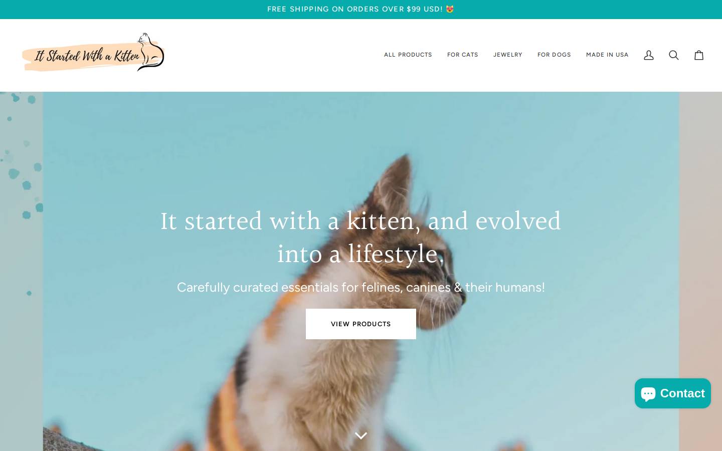 itstartedwithakitten.com homepage screenshot