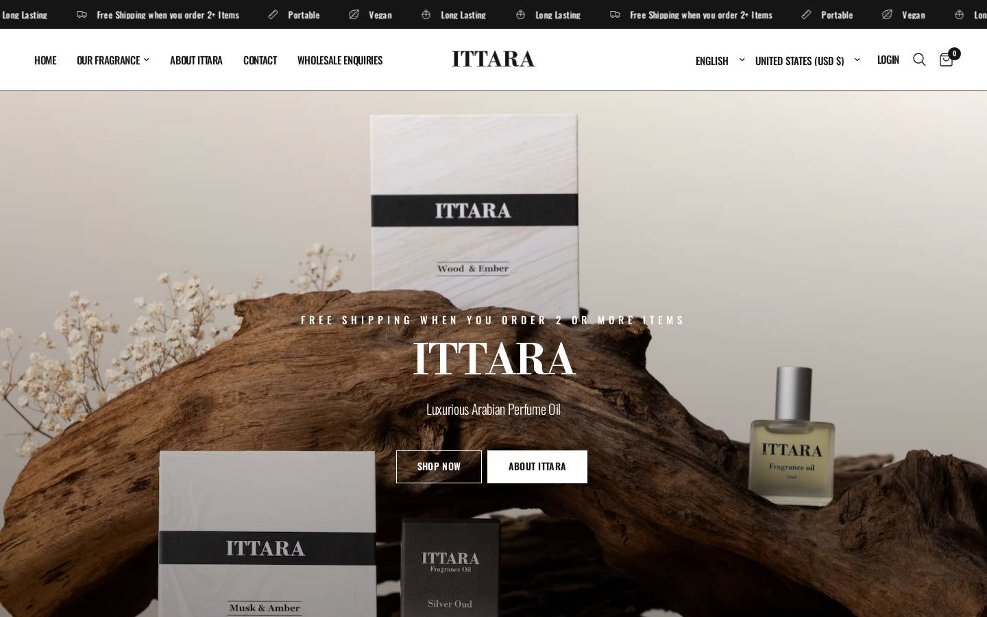 ittarafragrances.com homepage screenshot