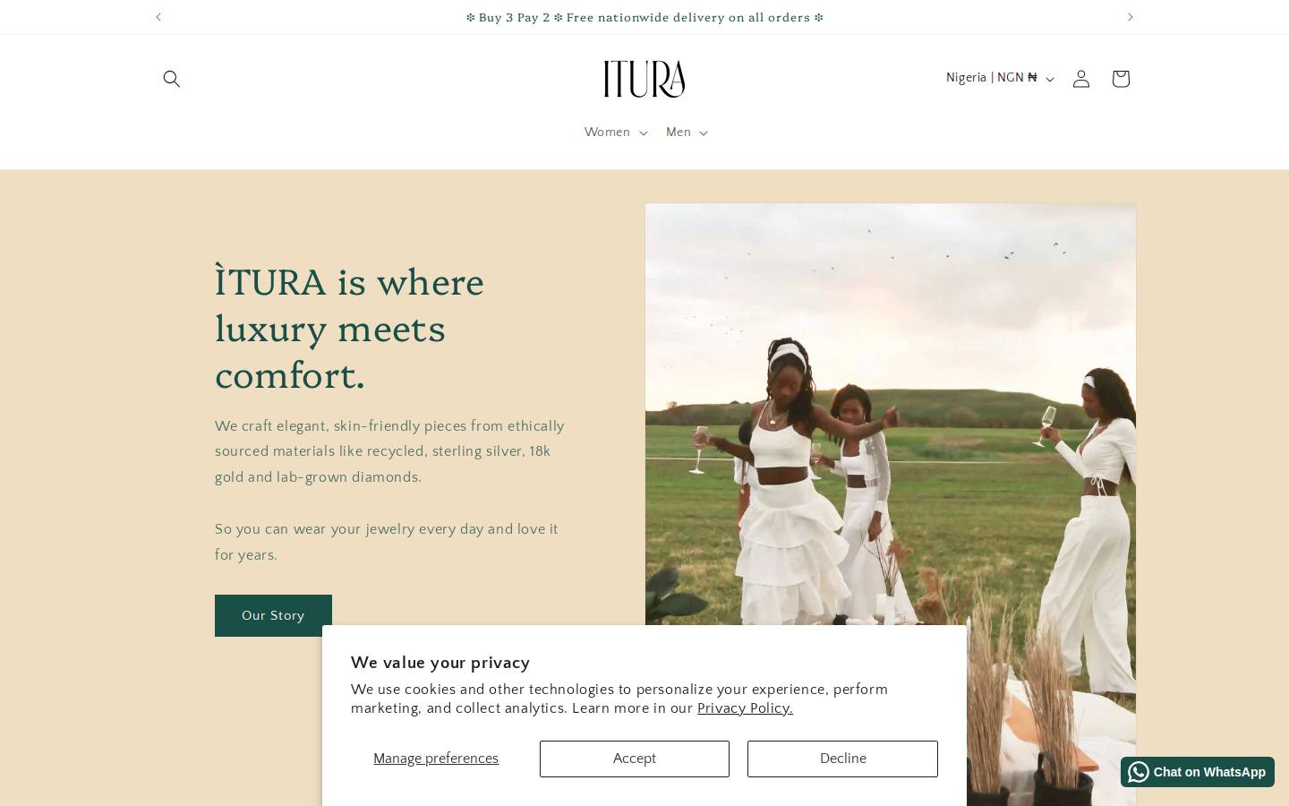 iturajewelry.com homepage screenshot