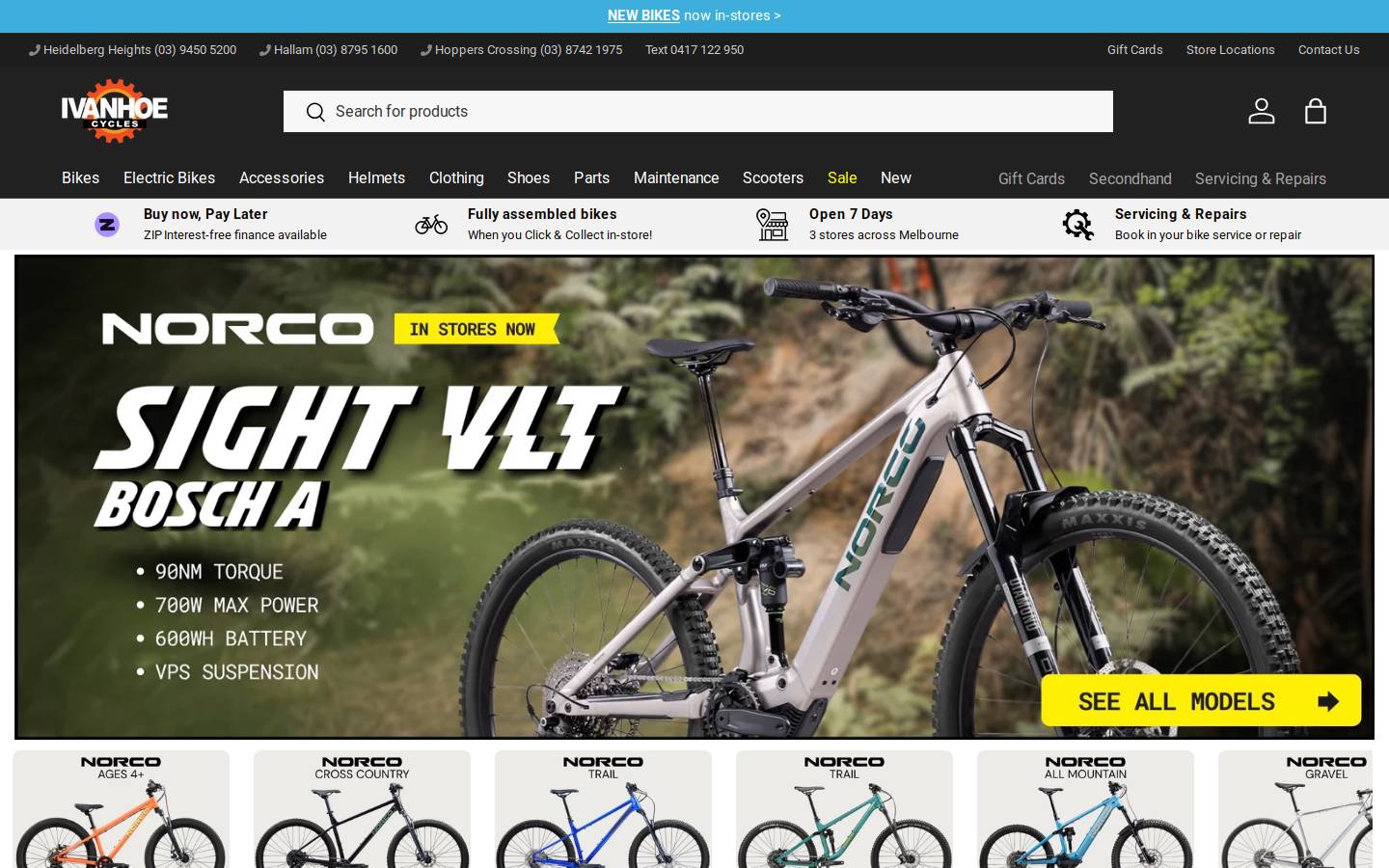 ivanhoecycles.com.au homepage screenshot