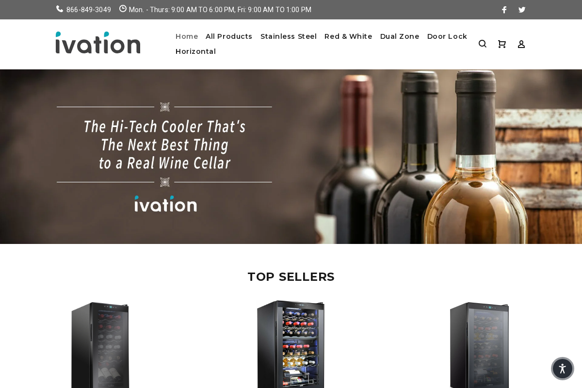 ivationwinecoolers.com homepage screenshot