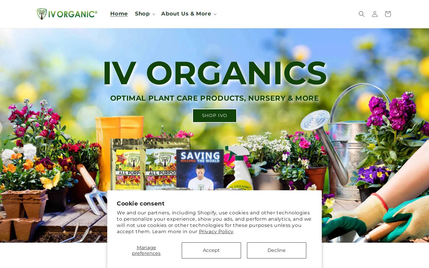 ivorganic.com homepage screenshot