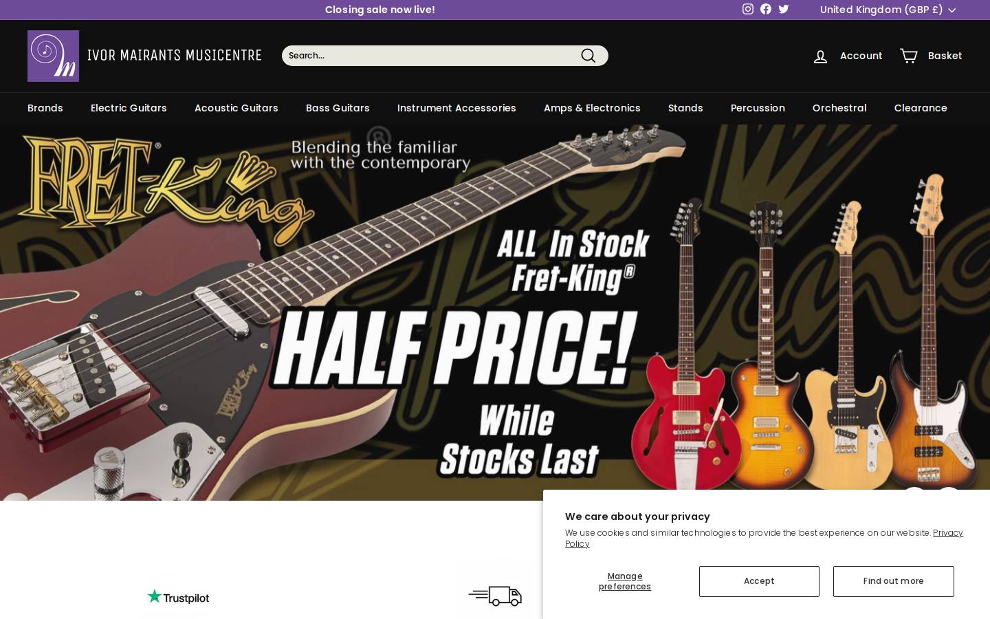 Ivor Mairants Musicentre homepage screenshot