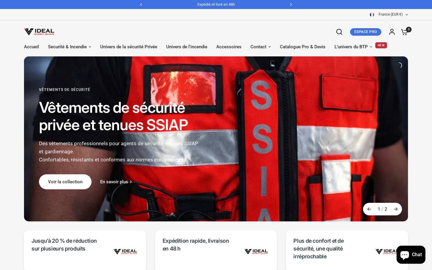 Ivts Ideal Vêtement Securité homepage screenshot