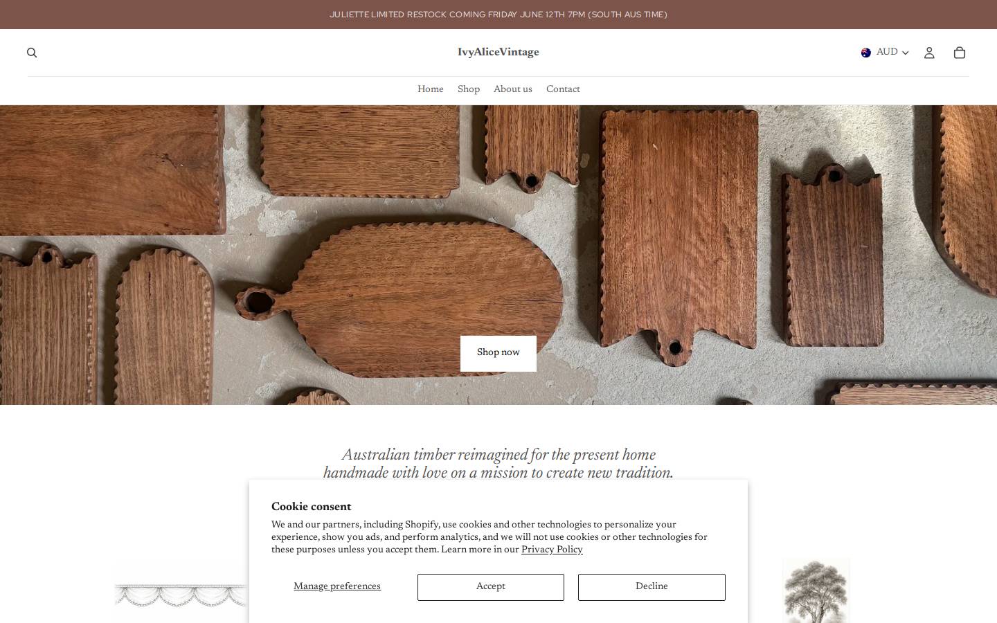ivyalicevintage.com homepage screenshot