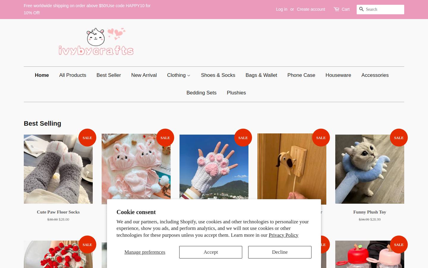 ivybycrafts.com homepage screenshot