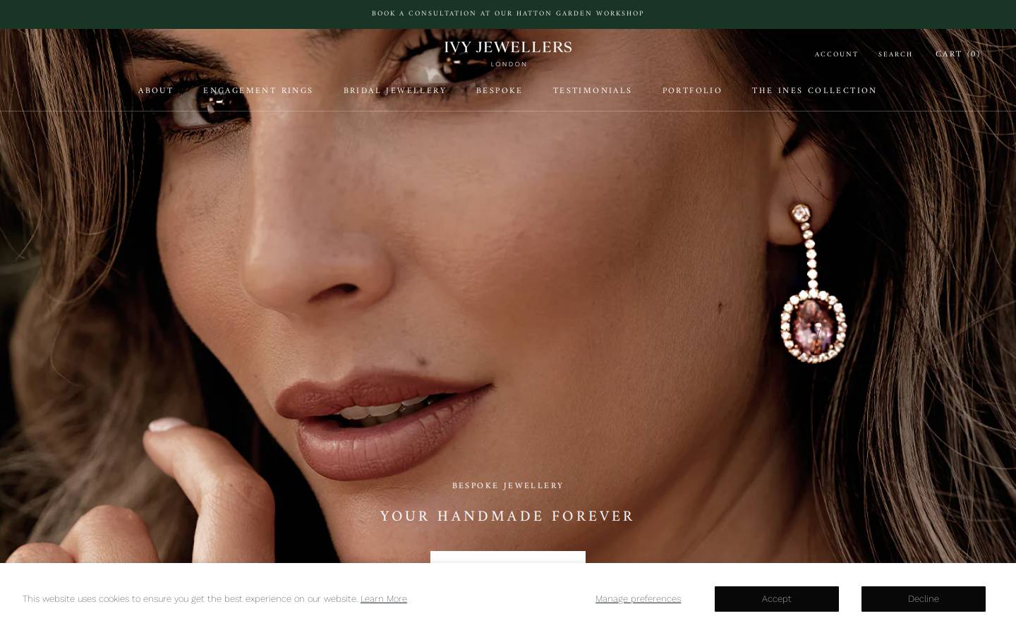 Ivyjewellers homepage screenshot