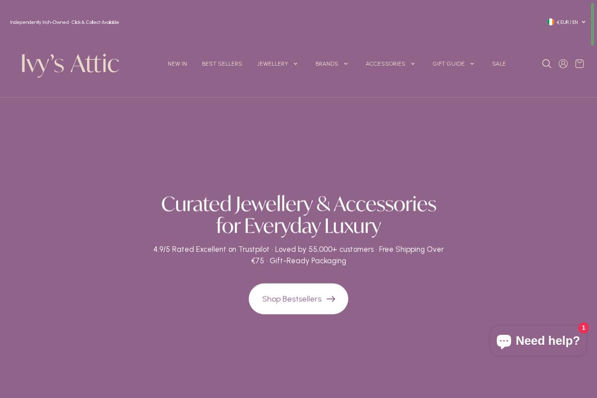 Ivy's Attic homepage screenshot