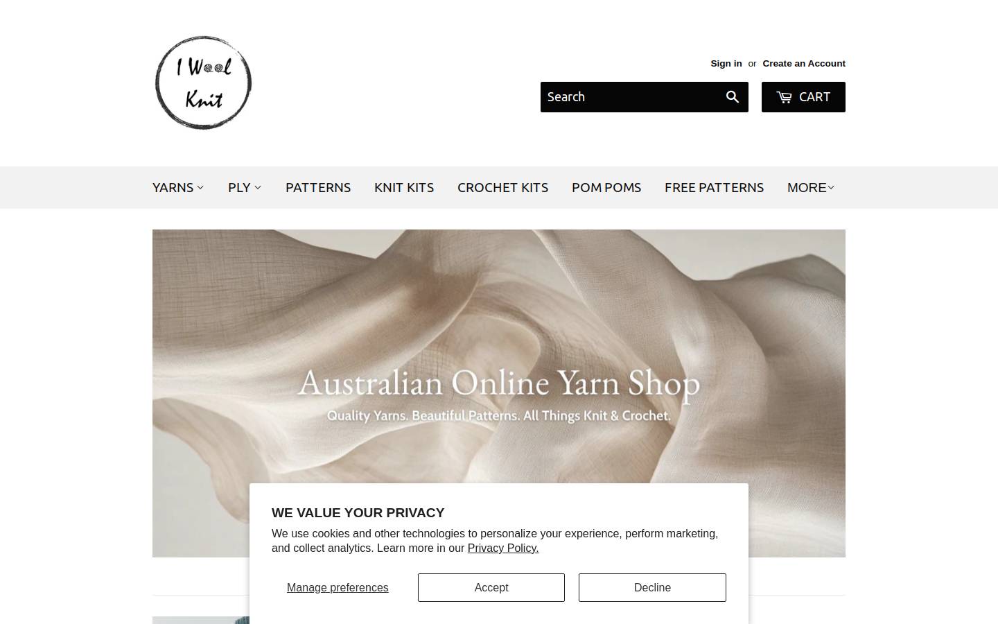 iwoolknit.com.au homepage screenshot