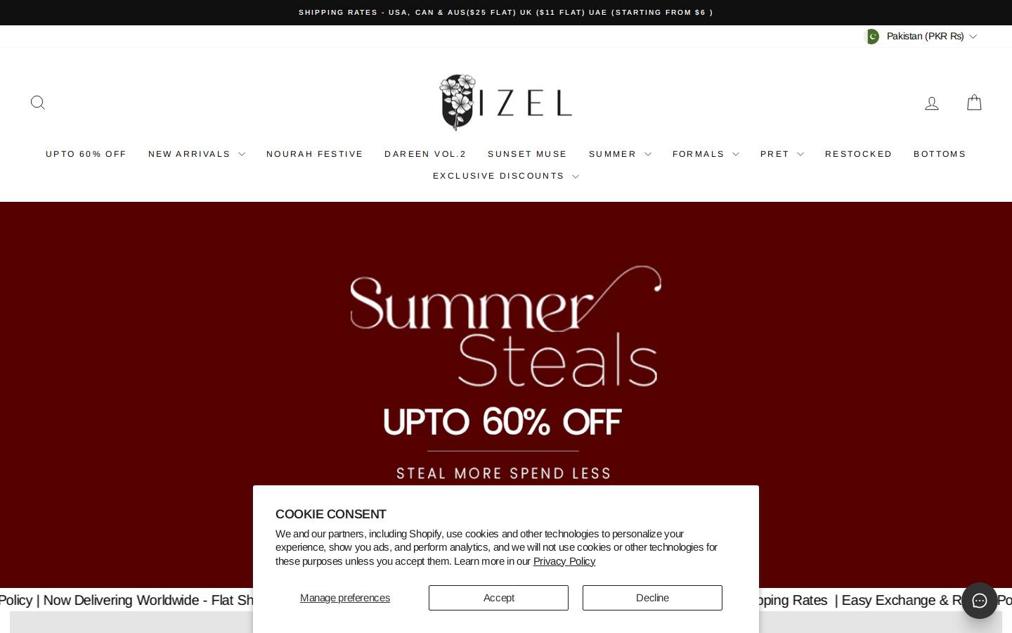 izelapparel.com homepage screenshot