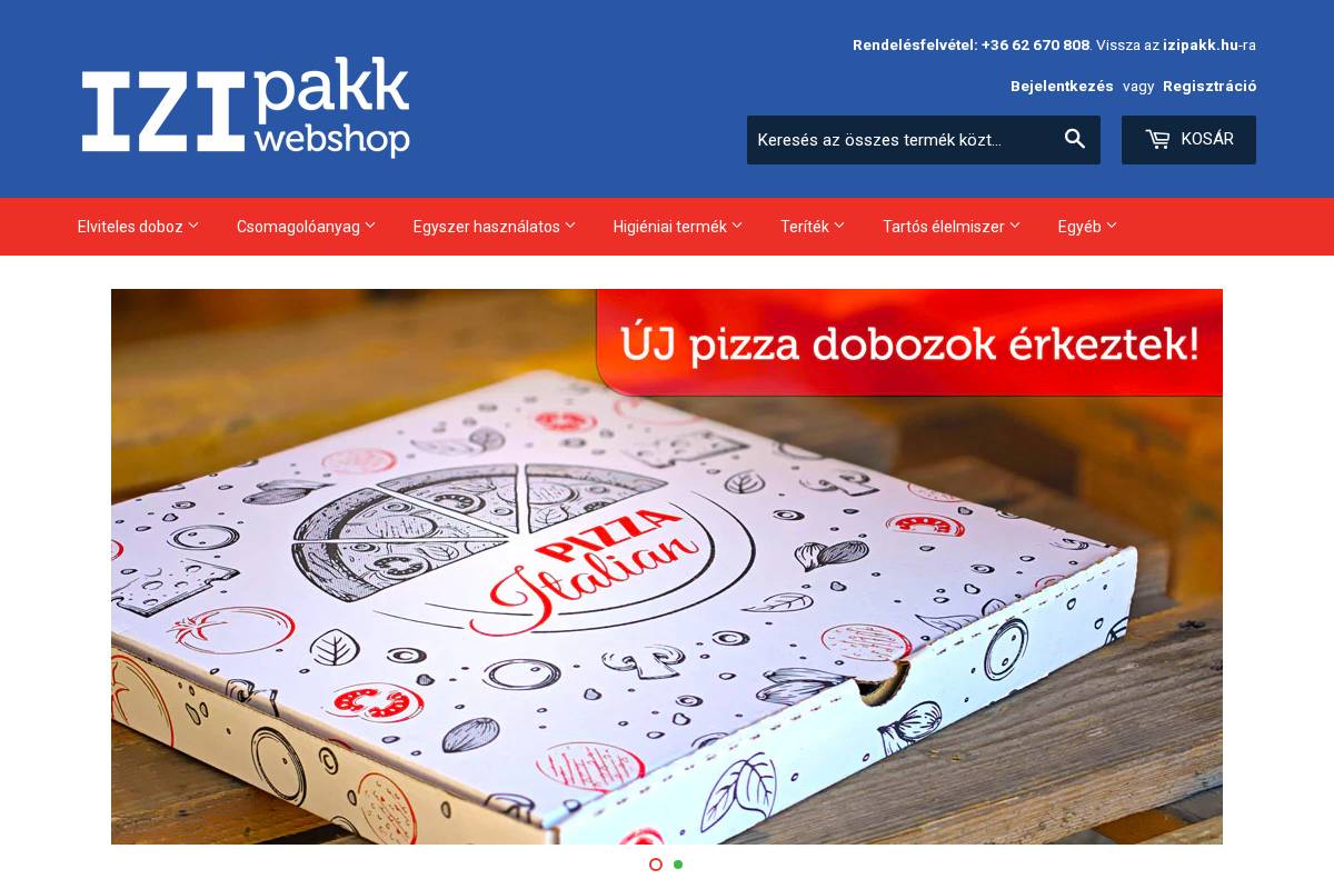 izipakkwebshop.hu homepage screenshot