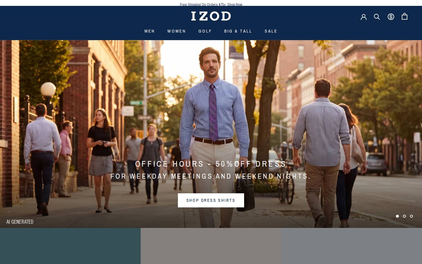 izod.com homepage screenshot