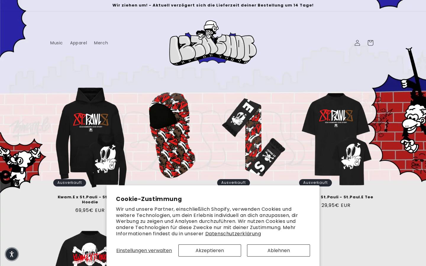 izza-shop.com homepage screenshot