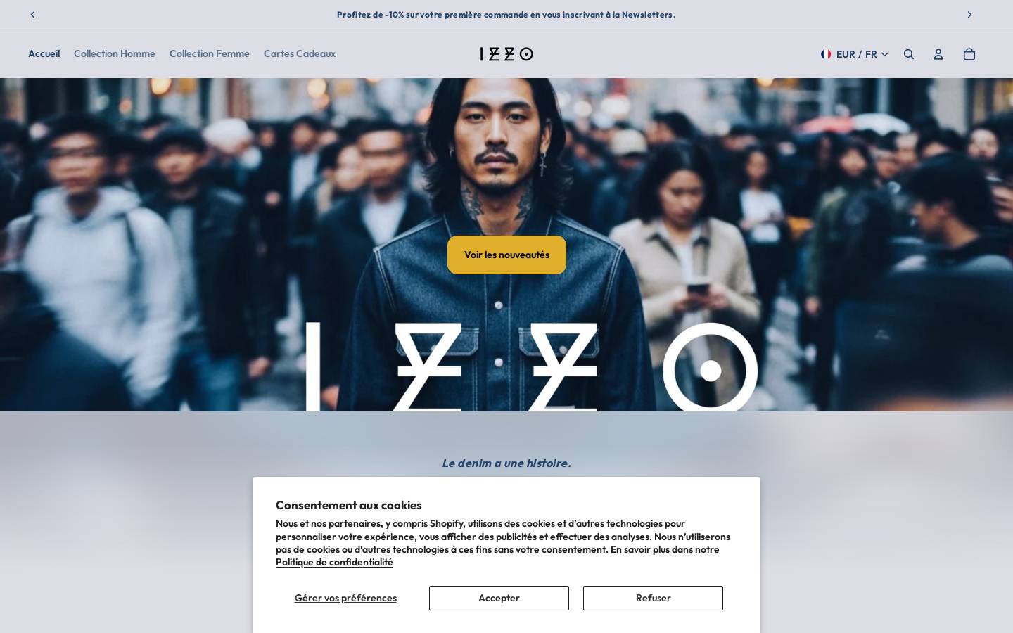 izzo-denim.com homepage screenshot