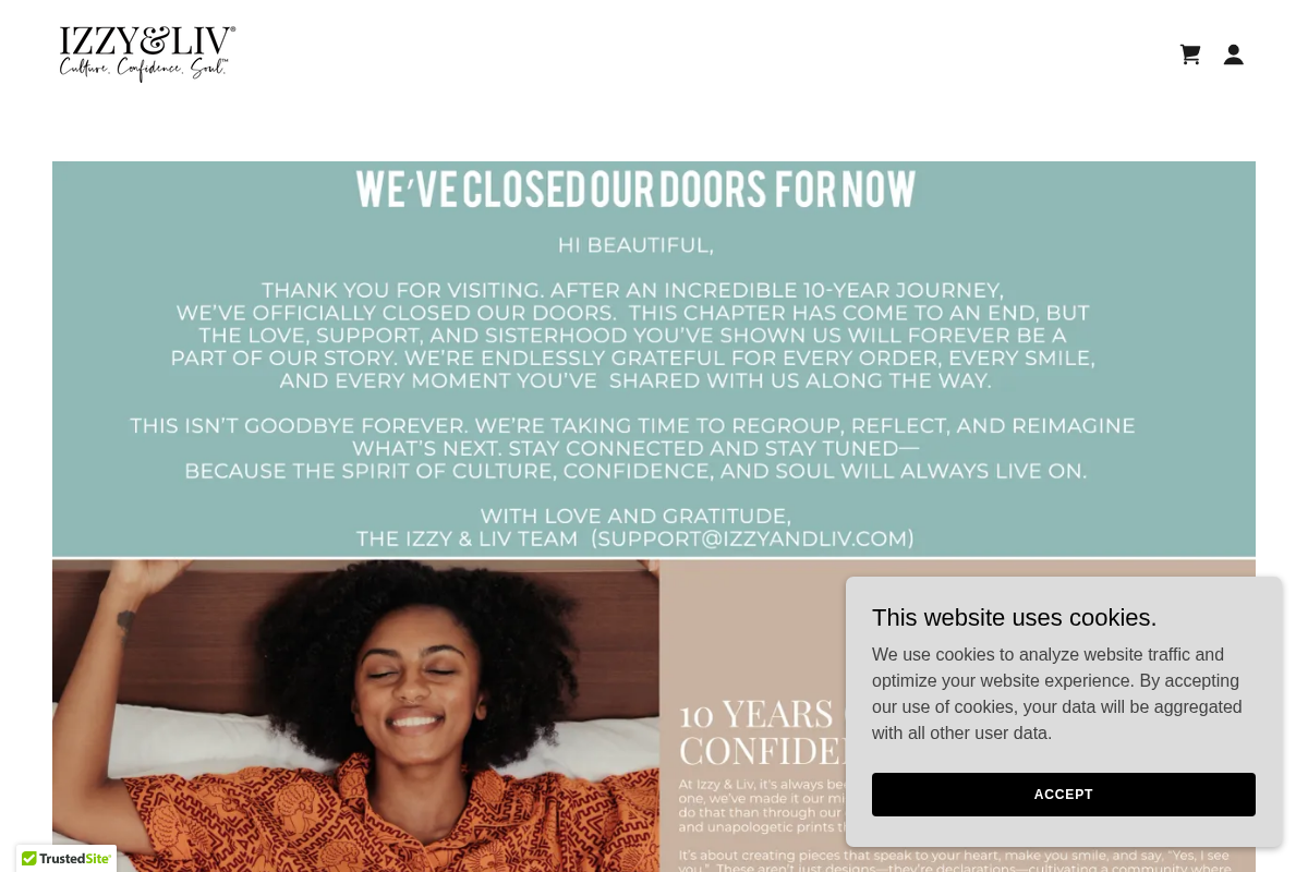 Izzy & Liv homepage screenshot