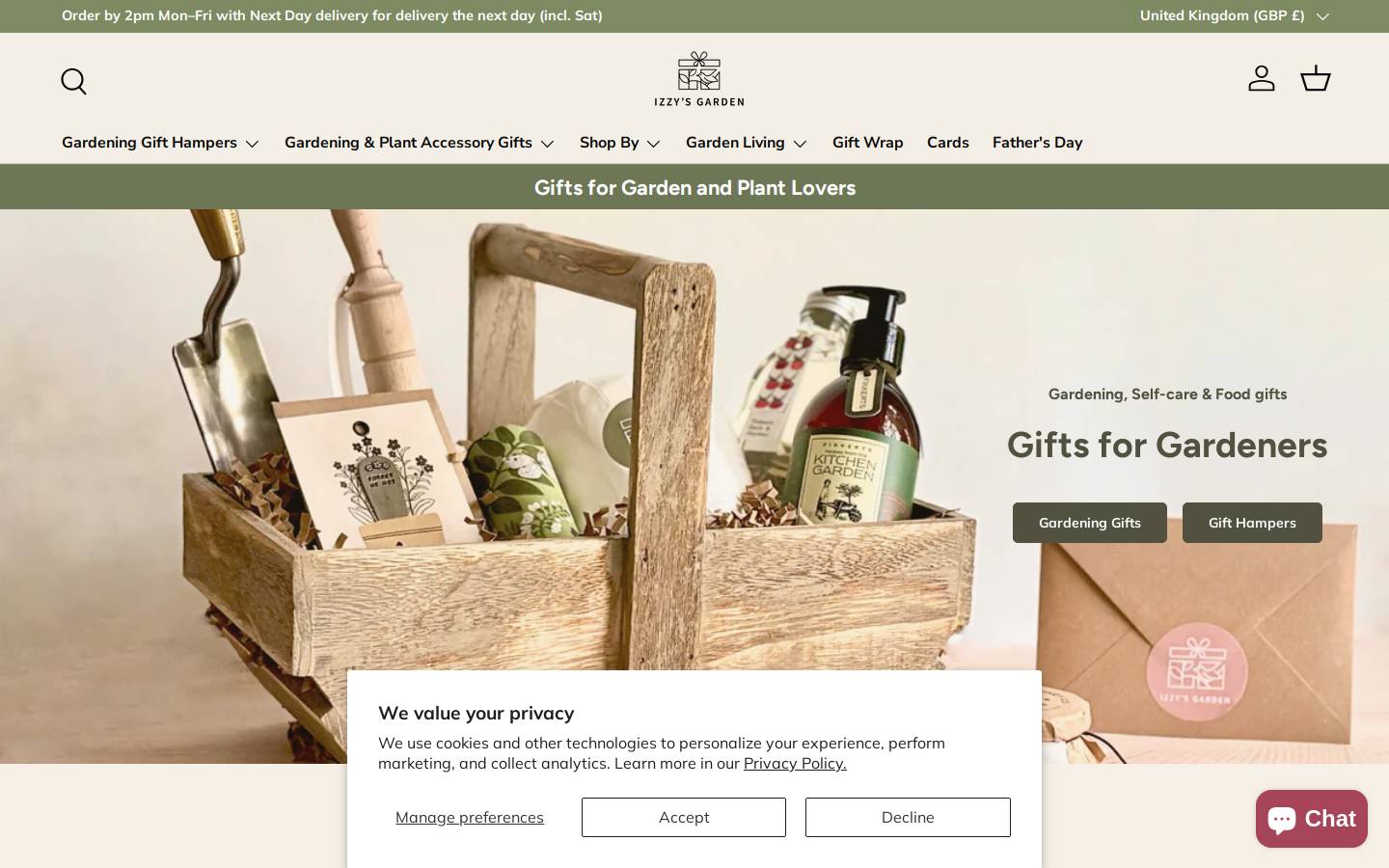 izzysgarden.co.uk homepage screenshot