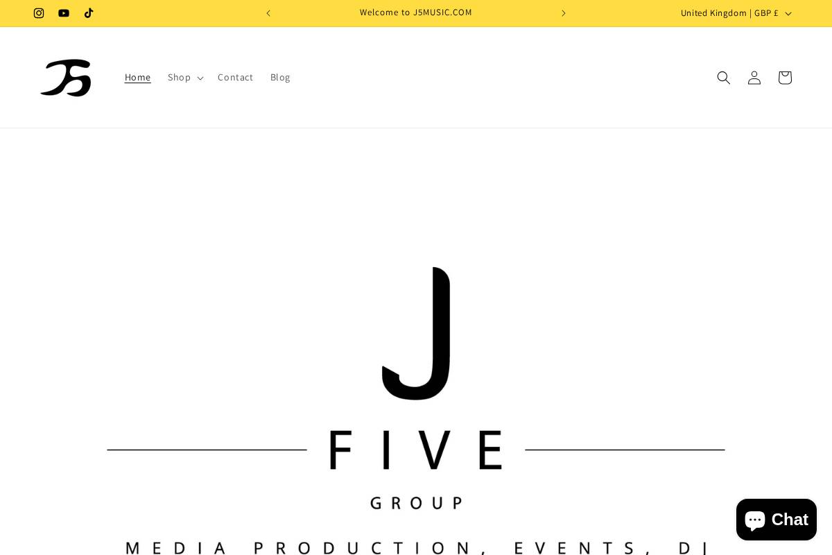 j5music.com homepage screenshot