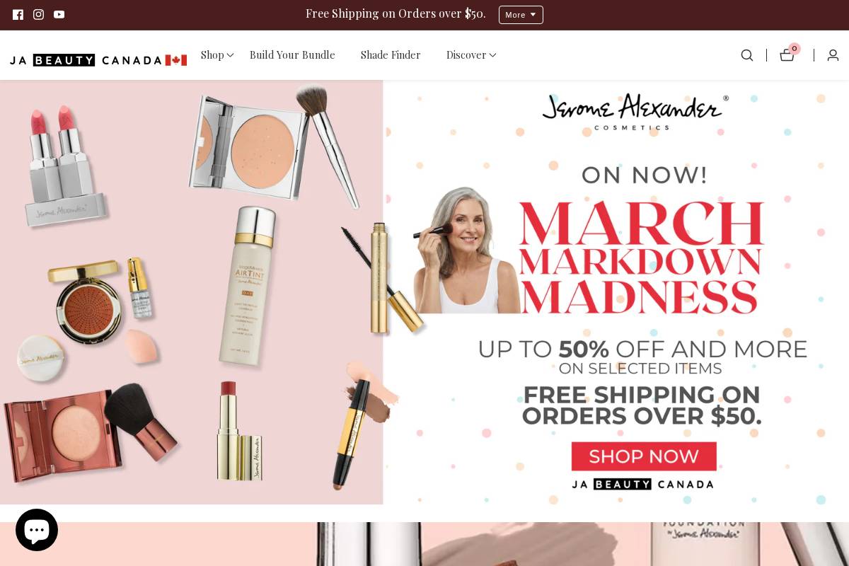 jabeautycanada.ca homepage screenshot