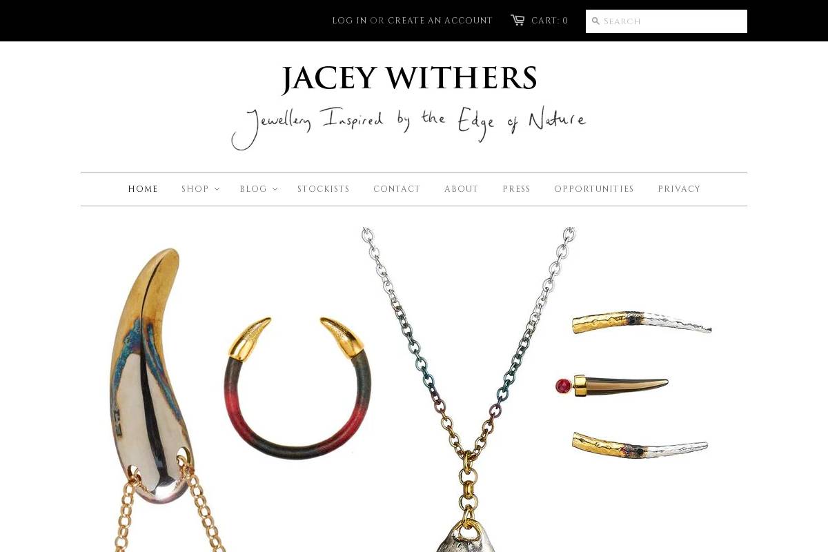 jaceywithers.com homepage screenshot