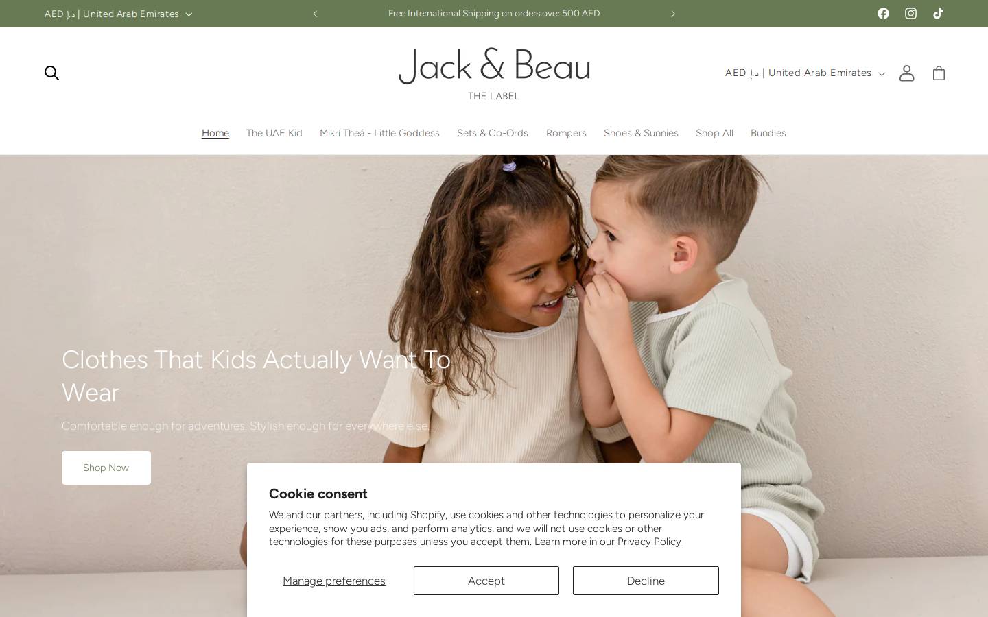Jack & Beau The Label homepage screenshot