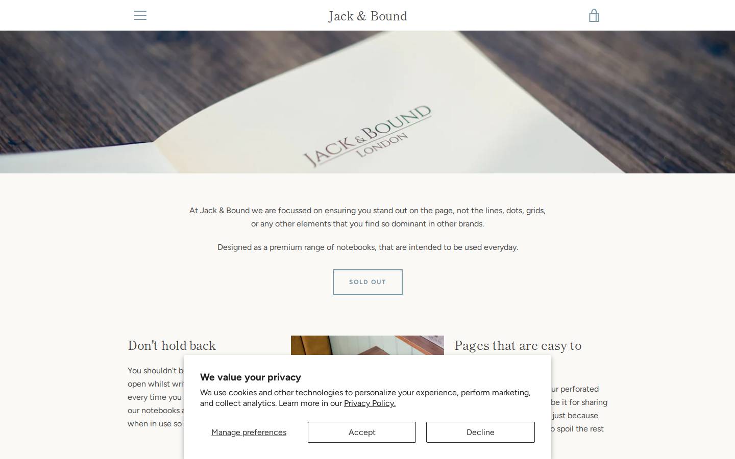 jackbound.com homepage screenshot