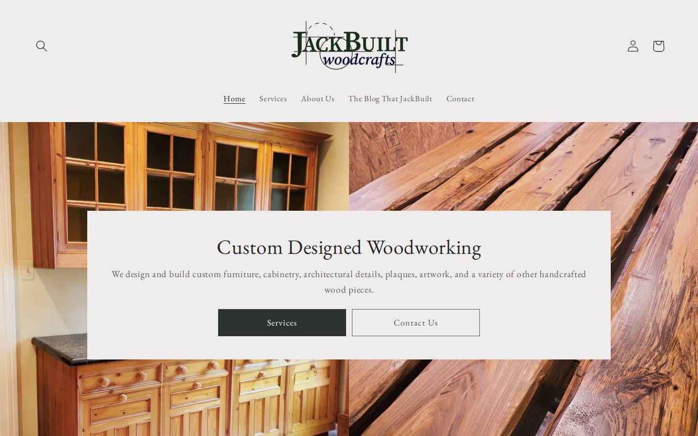 jackbuiltwoodcrafts.com homepage screenshot