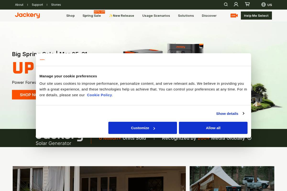 Jackery homepage screenshot