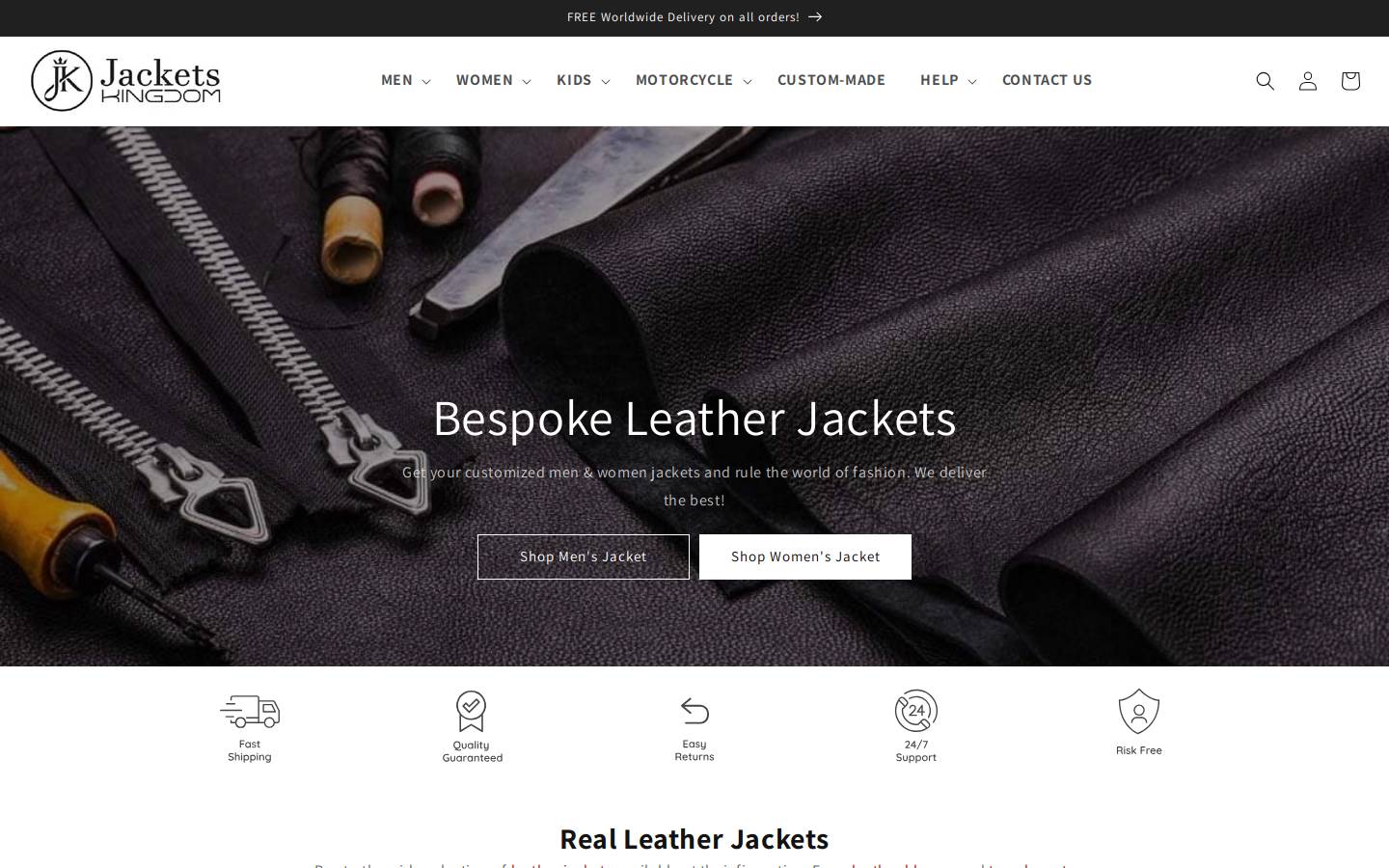 Jacketskingdom homepage screenshot