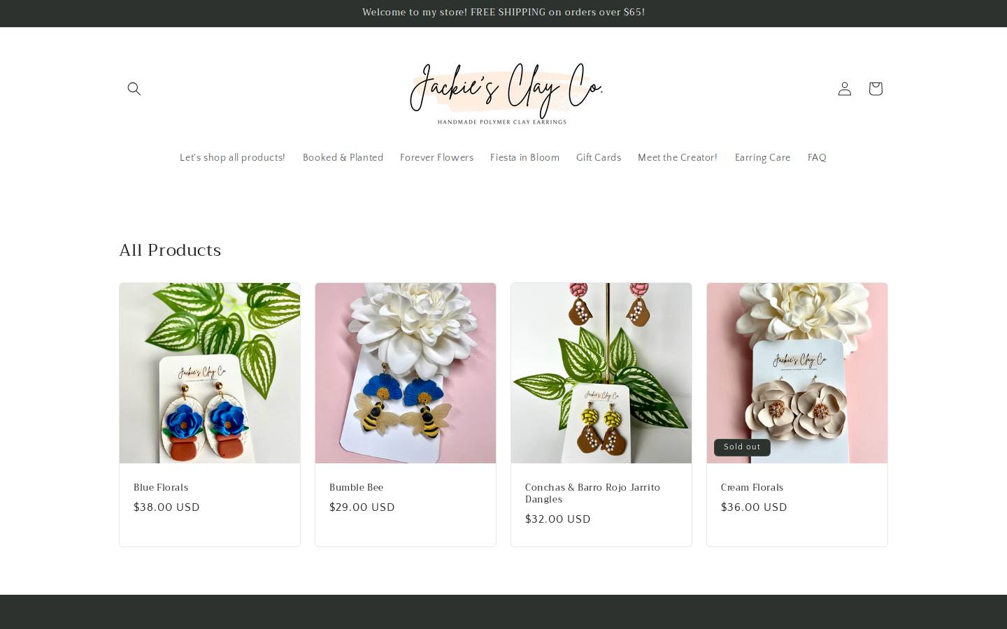 jackiesclayco.com homepage screenshot